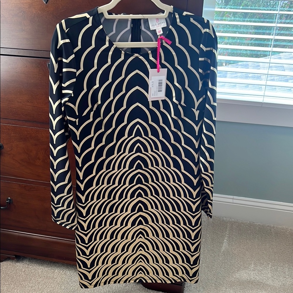 JB by Julie Brown Black and Cream Long Sleeve Dress